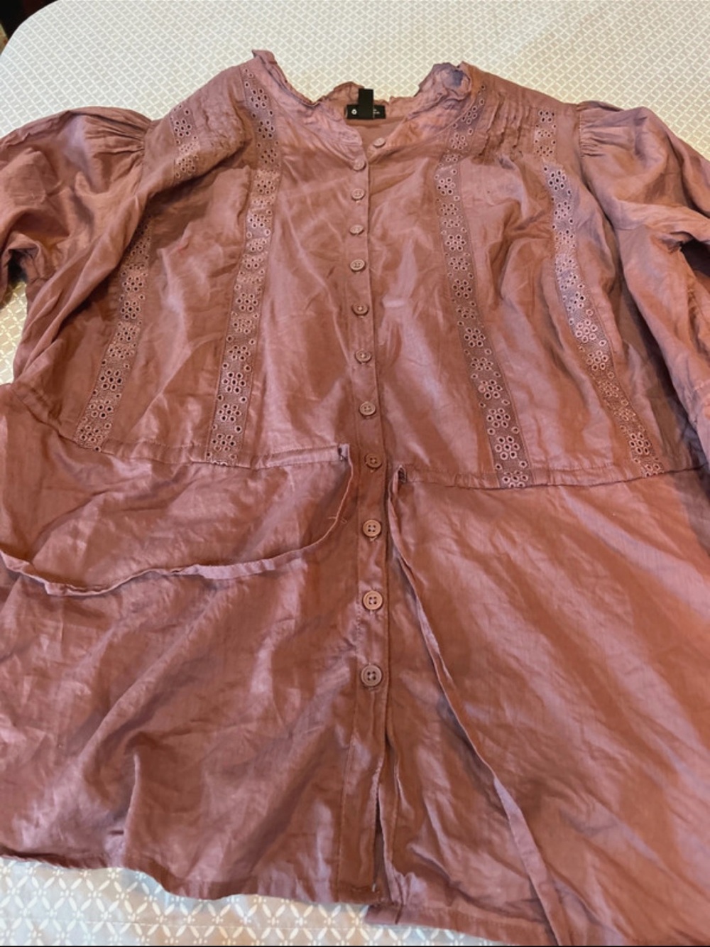 torrid Dusty Rose Button-Down Eyelet Blouse